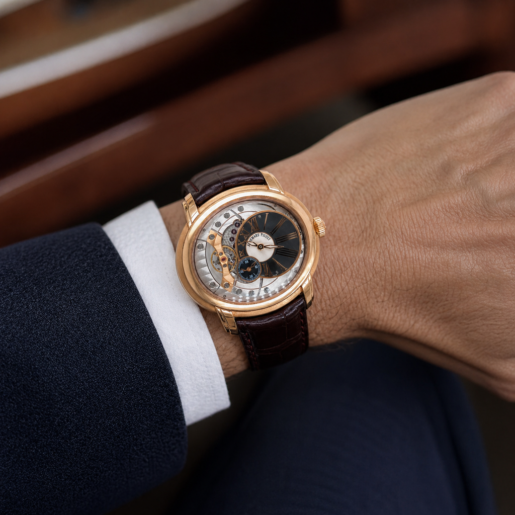 Audemars Piguet Millenary 4101 18K Rose Gold Skeleton Watch