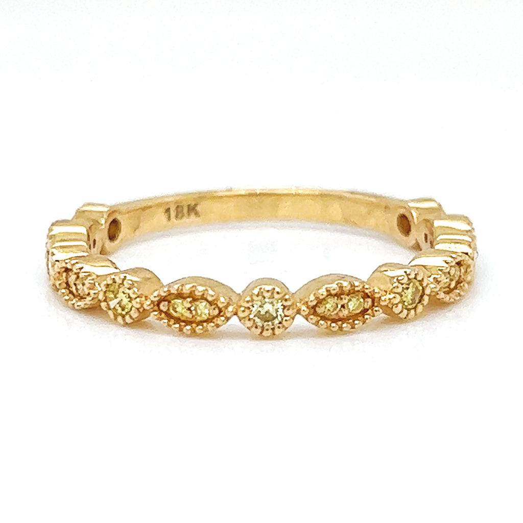 0.25 ct.t.w. Natural Fancy Yellow Diamond Milgrain Ring, in Yellow Gold