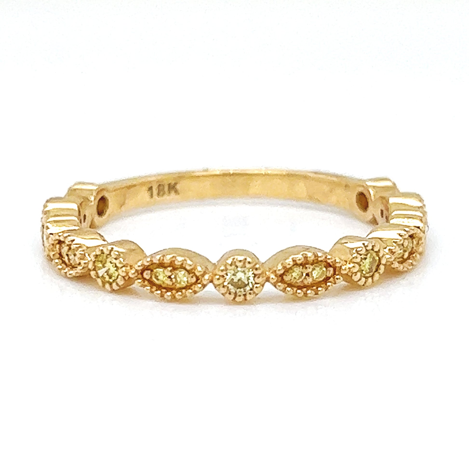 0.25 ct.t.w. Natural Fancy Yellow Diamond Milgrain Ring, in Yellow Gold