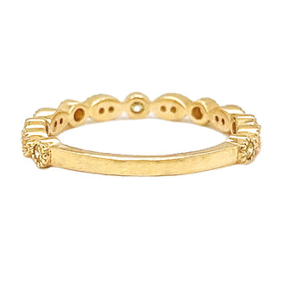 Natural Mined Fancy Yellow Diamond Milgrain Beaded Ring Yellow Gold