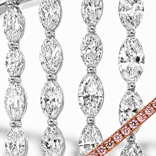 Natural Marquise Cut Diamond with Pink Diamonds Cocktail Bangle 18KT White Gold