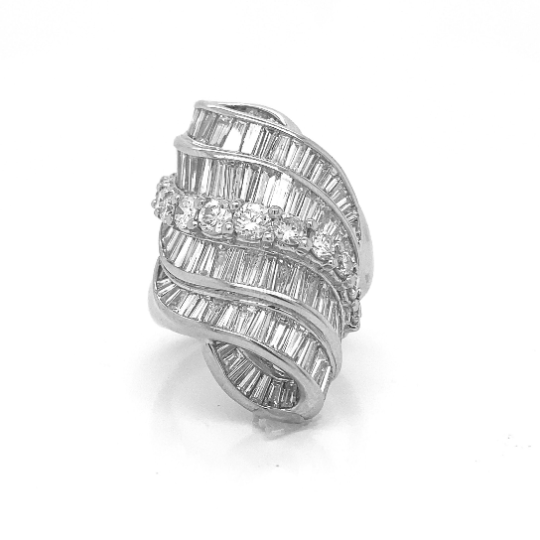 Natural Diamond Cluster Cocktail Ring Platinum