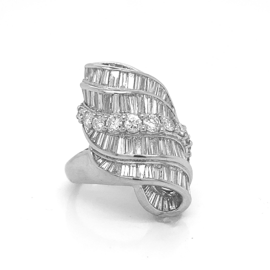 Natural Diamond Cluster Cocktail Ring Platinum