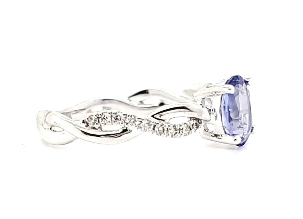 0.84 ct.t.w. Natural Tanzanite and Diamond Bridal Ring, in White Gold