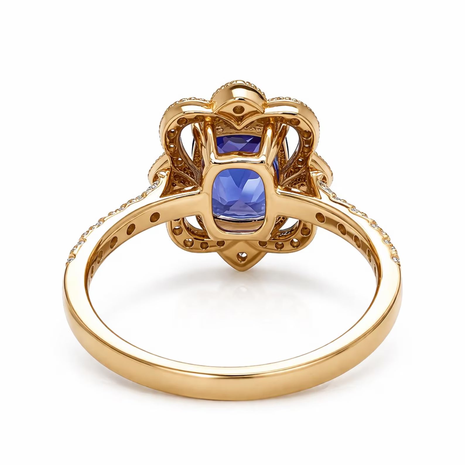 Natural Tanzanite and Diamond Cocktail Ring, in Yellow Gold