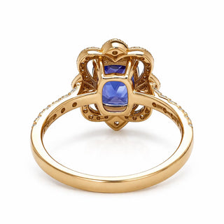 Natural Tanzanite and Diamond Cocktail Ring, in Yellow Gold