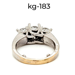 Semi-Mount Natural Diamond 3 Stone Ring, in White Gold - Pre-owned