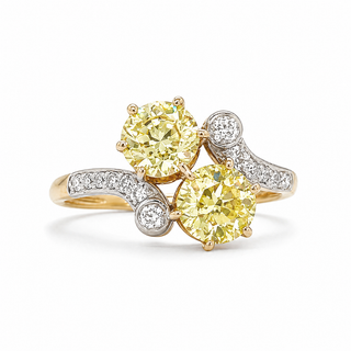 Natural Old European Cut Fancy Yellow Diamond 14KT Yellow Gold