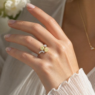 Natural Old European Cut Fancy Yellow Diamond 14KT Yellow Gold