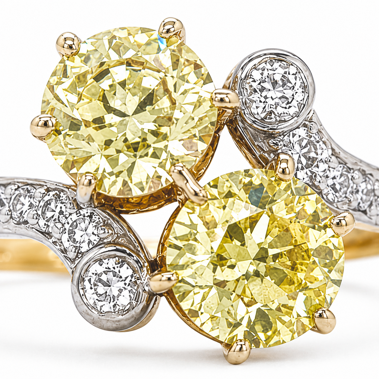 Natural Old European Cut Fancy Yellow Diamond 14KT Yellow Gold
