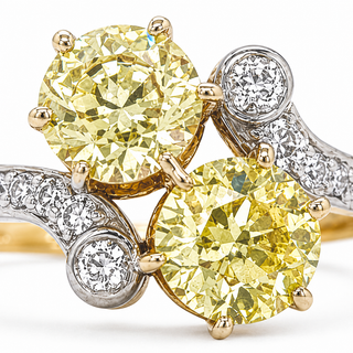 Natural Old European Cut Fancy Yellow Diamond 14KT Yellow Gold