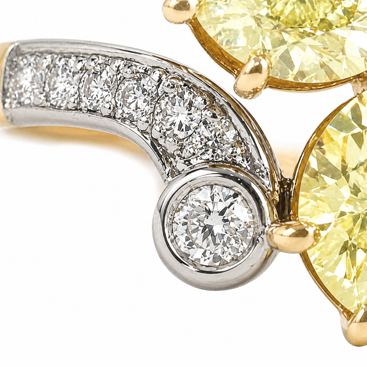 Natural Old European Cut Fancy Yellow Diamond 14KT Yellow Gold