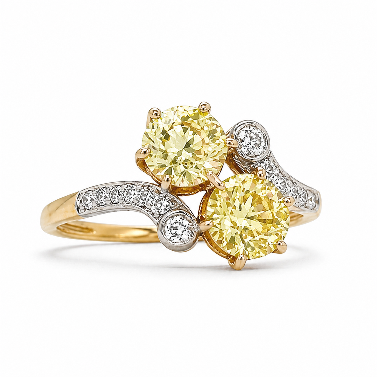 Natural Old European Cut Fancy Yellow Diamond 14KT Yellow Gold