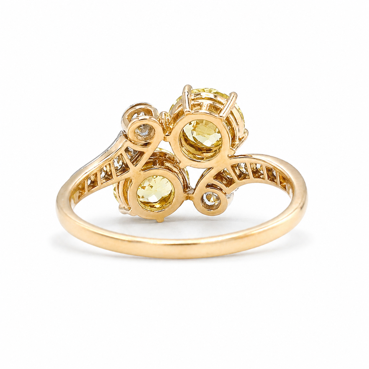 Natural Old European Cut Fancy Yellow Diamond 14KT Yellow Gold