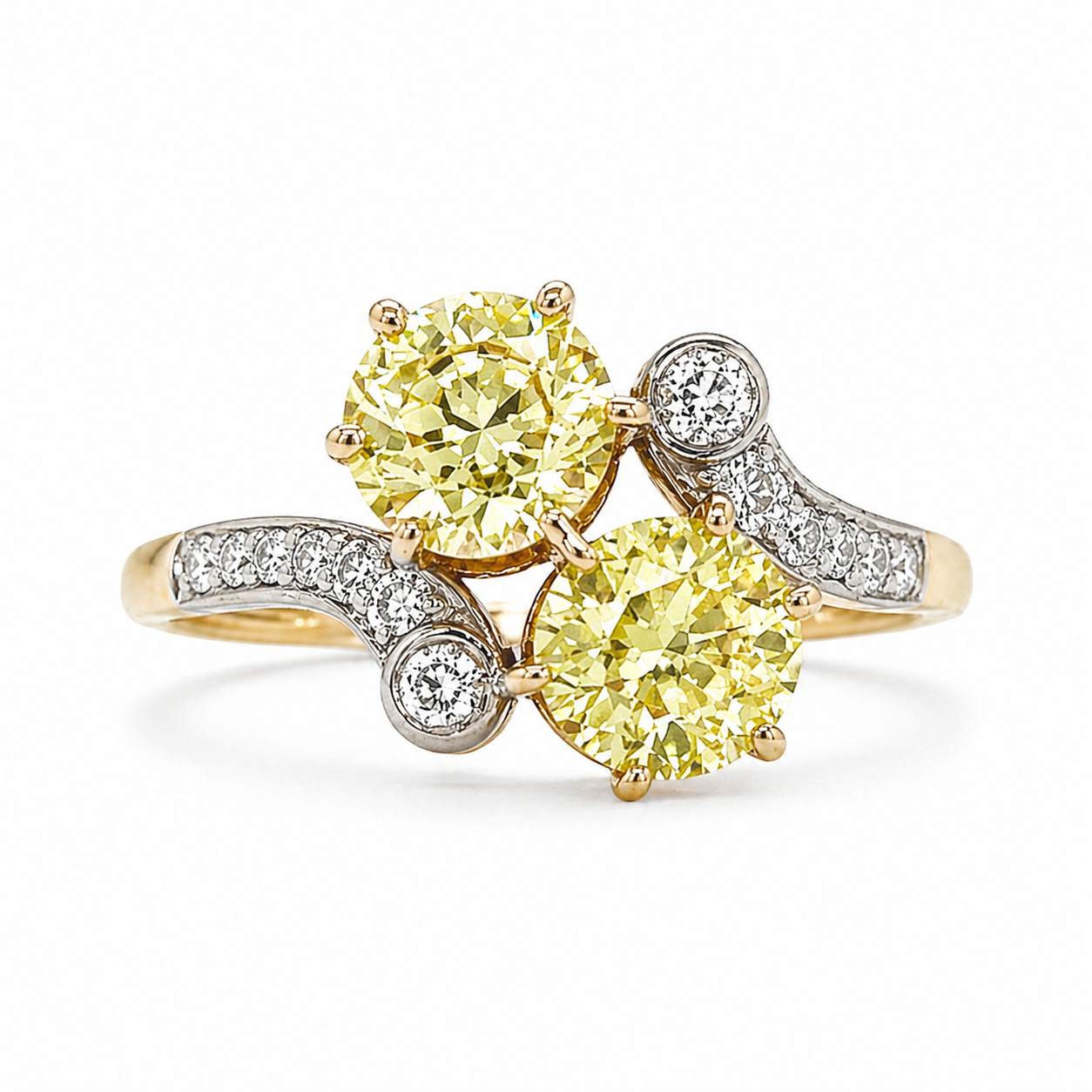 Natural Old European Cut Fancy Yellow Diamond 14KT Yellow Gold