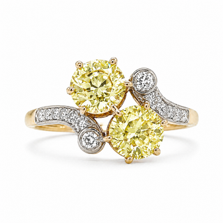 Natural Old European Cut Fancy Yellow Diamond 14KT Yellow Gold