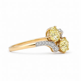 Natural Old European Cut Fancy Yellow Diamond 14KT Yellow Gold