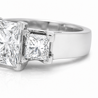Natural Princess Cut Diamond 3 Stone Platinum Ring