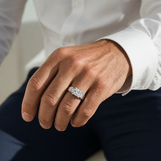 Natural Princess Cut Diamond 3 Stone Platinum Ring