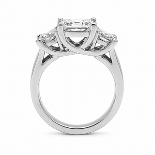 Natural Princess Cut Diamond 3 Stone Platinum Ring