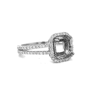 Natural Mined Diamond Semi-Mount Fits 8 x 6.5 mm Halo Ring White Gold