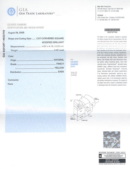 0.48 ct Diamond RA FY SI2 (GIA) 14622740