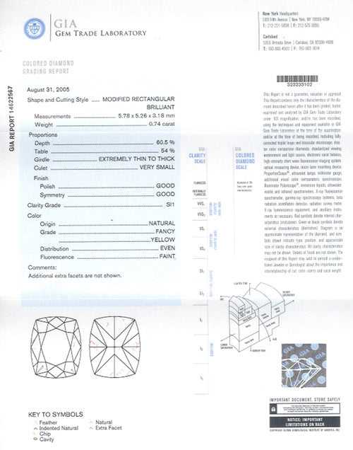 0.74 ct Diamond Cushion Cut FY SI1 (GIA) 14622567
