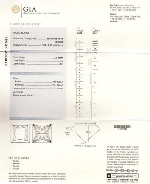 2.08 ct Diamond PR E SI1 (GIA) 14825692