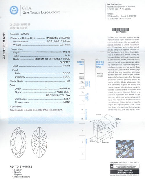 0.21 ct Diamond Marquise Cut DBrY SI1 (GIA) 14682884