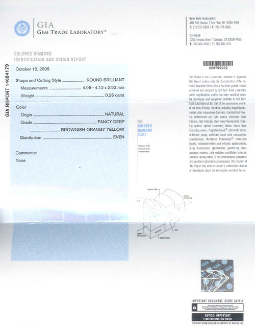 0.26 ct Diamond Round Cut BrOY SI1 (GIA) 14694179