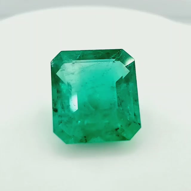 3.95 Carat Emerald Cut Grass Blue Emerald (Non-Certified) IGr I1