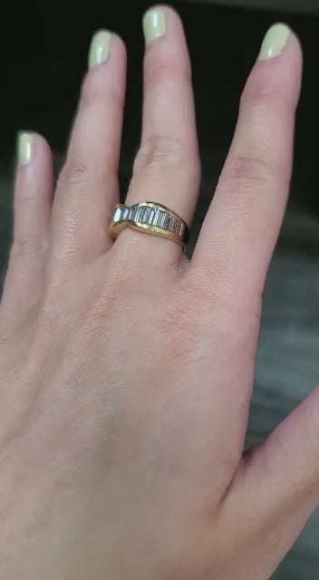 Natural Baguette Diamond Band Ring, in Yellow Gold