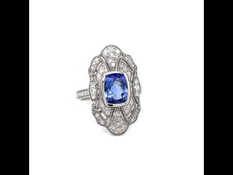 Natural Tanzanite and Diamond Cocktail Ring White Gold