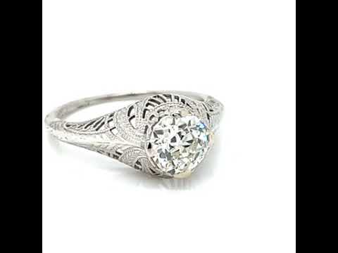 Natural Mined Old Euro Diamond Solitaire Ring EGL Certified White Gold