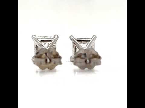 2.01 ct. t.w Natural Princess Cut Diamond Stud Earrings, in White Gold