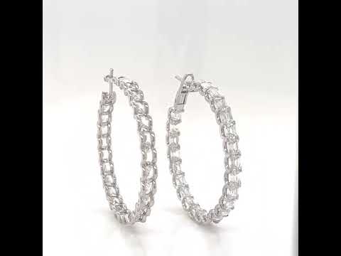 3.03 ct.tw. Natural Emerald Cut Diamond Inside-Out Hoop Earrings, in White Gold