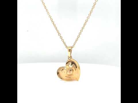 Natural Diamond Heart Cocktail Leaf Pendant Necklace, in Yellow Gold