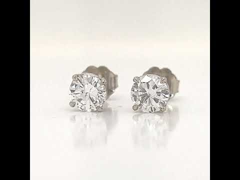1 ct.tw. Natural Round Diamond Stud Earrings, in White Gold