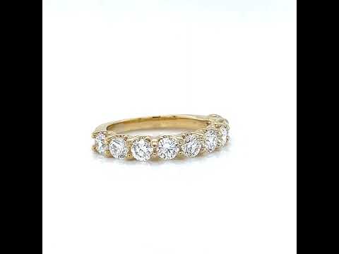 Natural Round Cut Diamond Half Band Ring, in Yellow Gold
