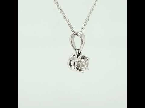 Natural Diamond Solitaire Pendant Necklace, in White Gold