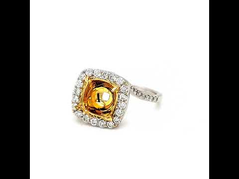 Semi-Mount with Natural Round Diamond Halo Ring, in White Gold