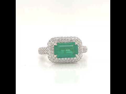 2.75 ct.t.w. Natural Green Emerald and Diamonds White Gold Ring