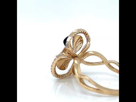 Natural Round Diamond Flower Petal Cocktail Ring, in Yellow Gold