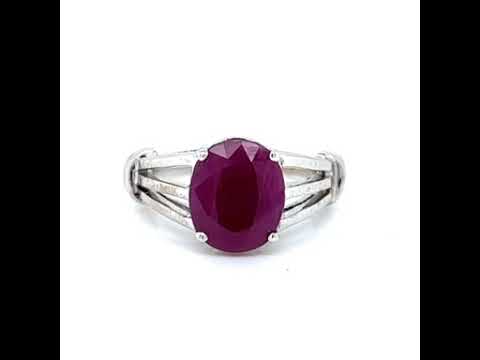 Natural Ruby Solitaire Ring, in White Gold - Pre-owned