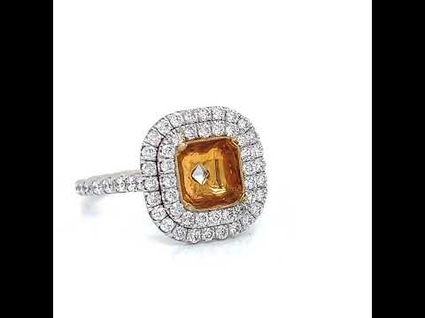 Semi-Mount Fits 7.0mm  with Natural Diamond Double Halo Bridal Ring, in White Gold