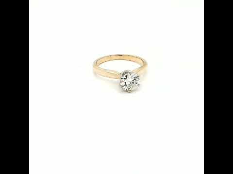 Natural Round Diamond Solitaire Bridal Ring, in Yellow Gold - Pre-owned