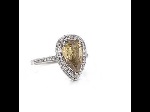 Natural Fancy Deep Brown-Yellow Diamond Halo Platinum Ring