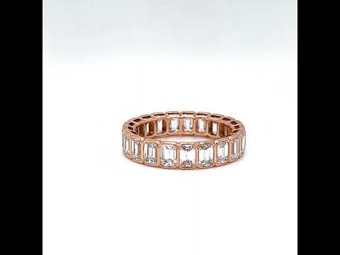 Natural Emerald Diamond Bezel Eternity Band Ring, in Rose Gold