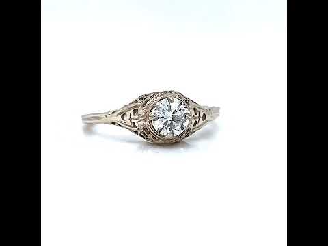 Natural Old European Cut  Diamond Bridal Solitaire Ring, in White Gold - Pre-owned