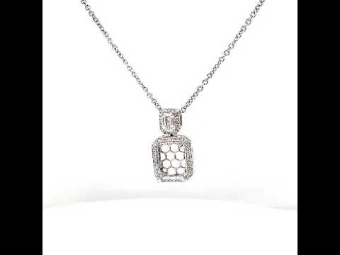 Semi-Mount Fits: 10.7 x 8.7 mm Natural Diamond Halo Cocktail Necklace, in White Gold
